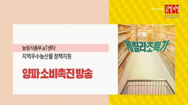 ▲공영쇼핑은 양파게릴라 초특가전을 열고 400톤의 물량의 양파 마늘을 판매했다. [사진=공영홈쇼핑]
