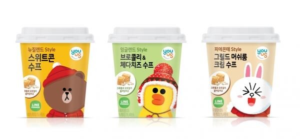 ▲유어스 라인프렌즈 컵수프 3종.[사진=GS리테일]