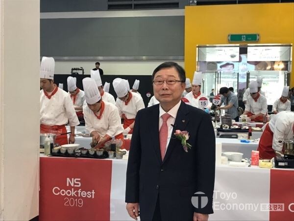 ▲30일 서울 양재aT센터에서 열린 'NS cookfest2019'에서 NS홈쇼핑 도상철 대표이사가 인터뷰를 하고 있다. [사진=김자혜 기자]
