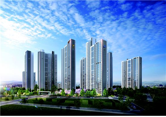 '주안 캐슬&더샵 에듀포레' 투시도.[사진제공=롯데건설·포스코건설 컨소시엄]