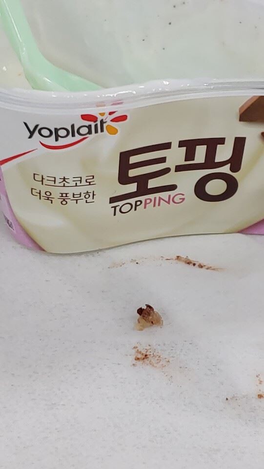 ▲A씨가 게시판에 올린 치아 파절의 원인으로 추정되는 재료 '솔티카라멜'. [사진=네이트 판 게시글]