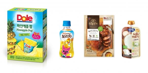 사진 왼쪽부터 돌(Dole)코리아, 일동후디스, CJ제일제당, 롯데칠성음료