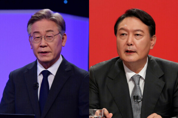 자료= 이재명 더불어민주당 대선 후보(왼쪽) 윤석열 국민의힘 대선 후보